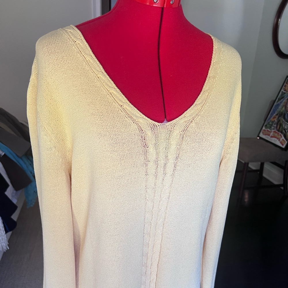 St John Sport v-neck sweater in pale yellow